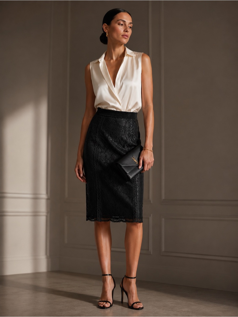 La Perla Black Lace Straight Skirt - Made in Italy -  Size 42 IT (~Size 8 US)